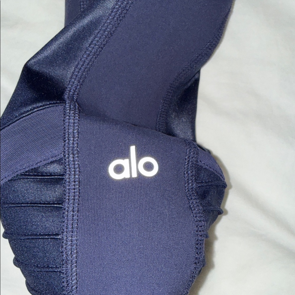 ALO YOGA navy blue leggings with sheer panels and detail panels size XXS NEW